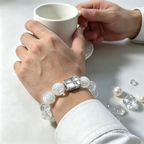 Snow Phantom Quartz Clear Quartz Bracelet Natural Gemstone Calm Protection Luck Beaded Bracelet