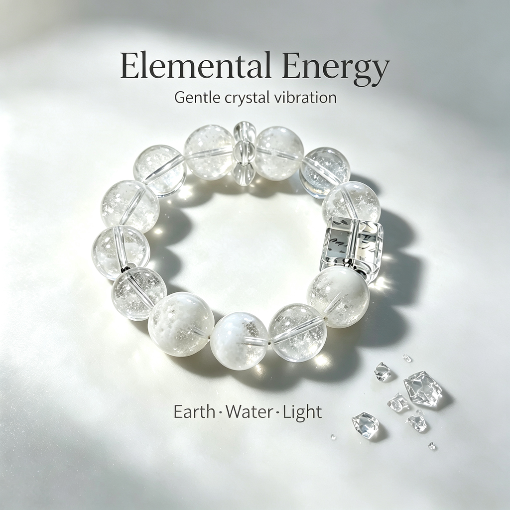 Snow Phantom Quartz Clear Quartz Bracelet Natural Gemstone Calm Protection Luck Beaded Bracelet