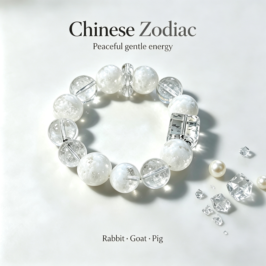 Snow Phantom Quartz Clear Quartz Bracelet Natural Gemstone Calm Protection Luck Beaded Bracelet