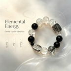White Snow Phantom Quartz Obsidian Black Rutilated Quartz Clear Quartz Bracelet Natural Crystal Protection Calm Road Opener Beaded Bracelet