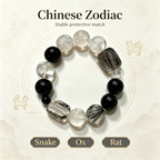 White Snow Phantom Quartz Obsidian Black Rutilated Quartz Clear Quartz Bracelet Natural Crystal Protection Calm Road Opener Beaded Bracelet
