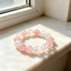 Snow Phantom Quartz Rose Quartz Bracelet Natural Crystal Love Relationship Calm Luck Beaded Bracelet