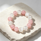Snow Phantom Quartz Rose Quartz Bracelet Natural Crystal Love Relationship Calm Luck Beaded Bracelet