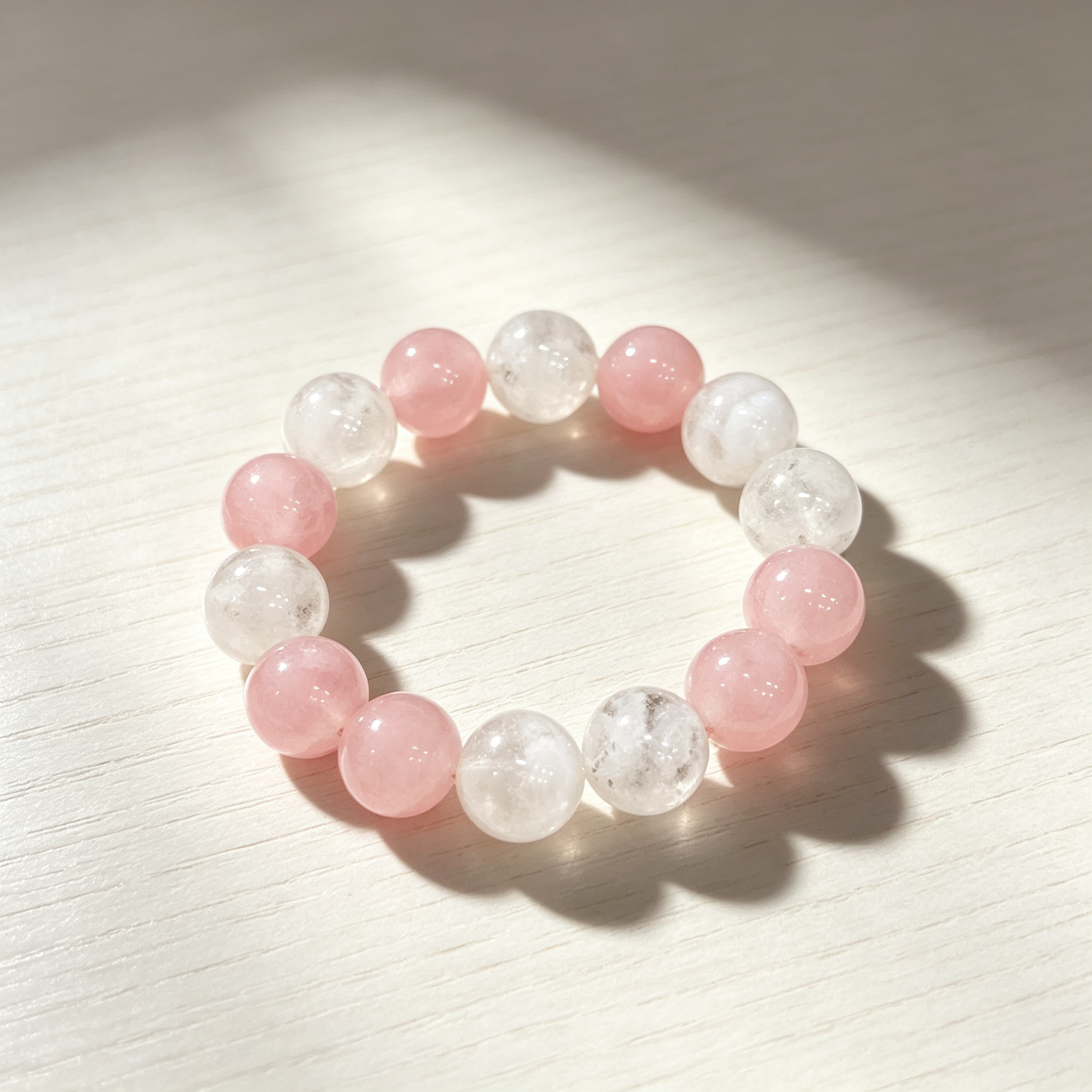 Snow Phantom Quartz Rose Quartz Bracelet Natural Crystal Love Relationship Calm Luck Beaded Bracelet