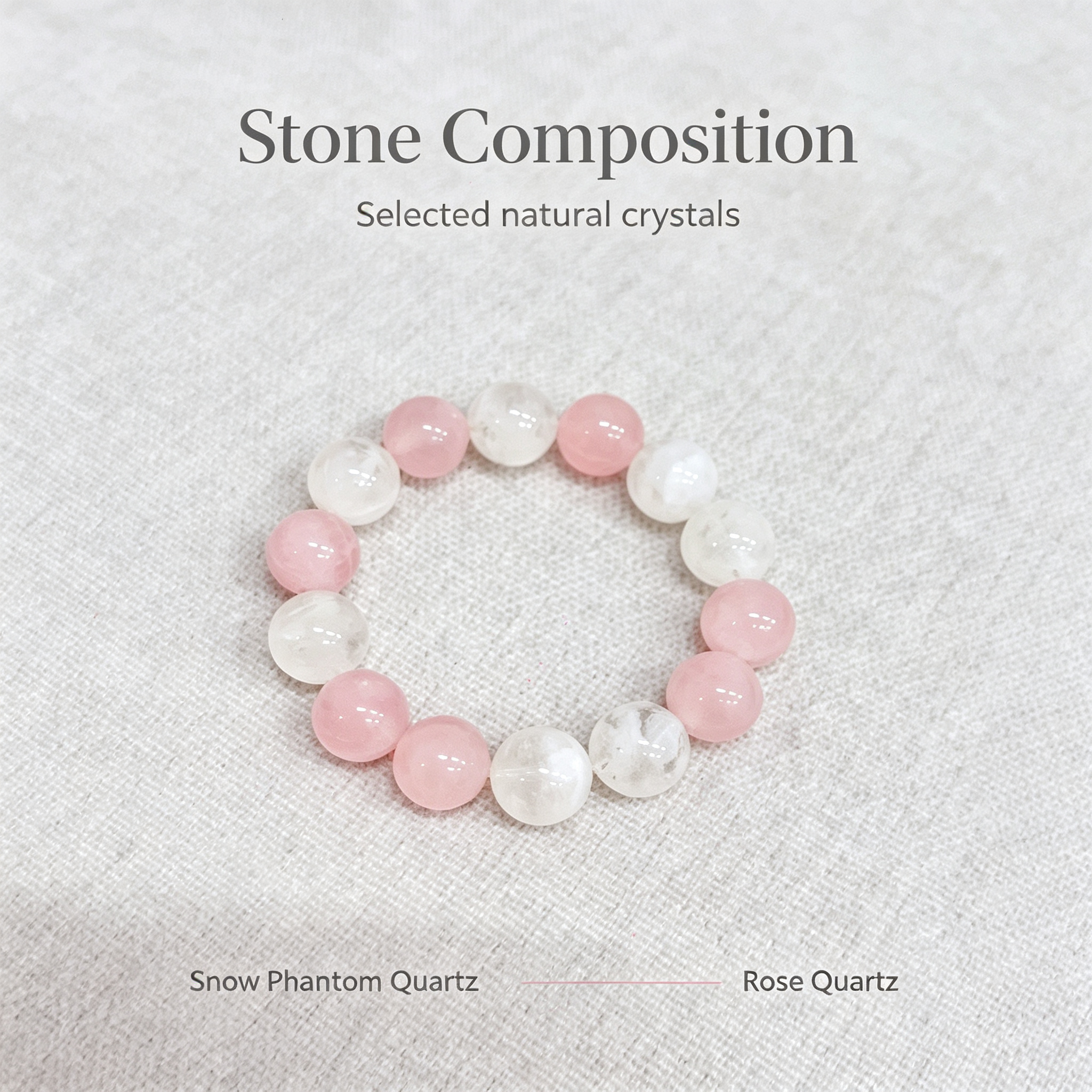 Snow Phantom Quartz Rose Quartz Bracelet Natural Crystal Love Relationship Calm Luck Beaded Bracelet