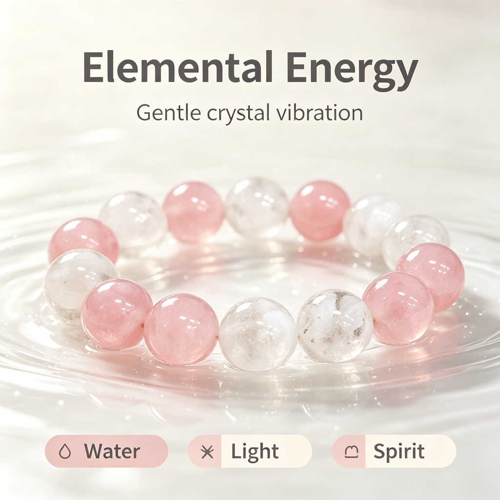 Snow Phantom Quartz Rose Quartz Bracelet Natural Crystal Love Relationship Calm Luck Beaded Bracelet