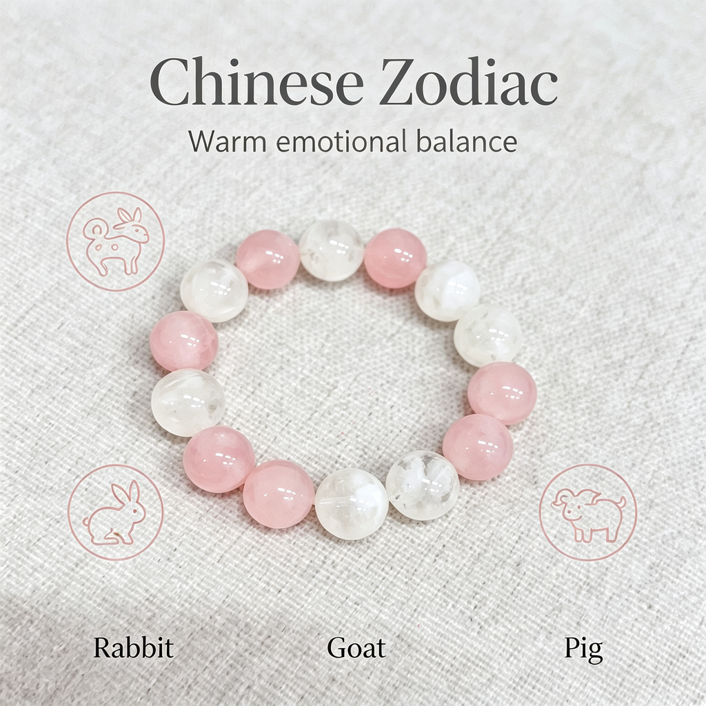 Snow Phantom Quartz Rose Quartz Bracelet Natural Crystal Love Relationship Calm Luck Beaded Bracelet