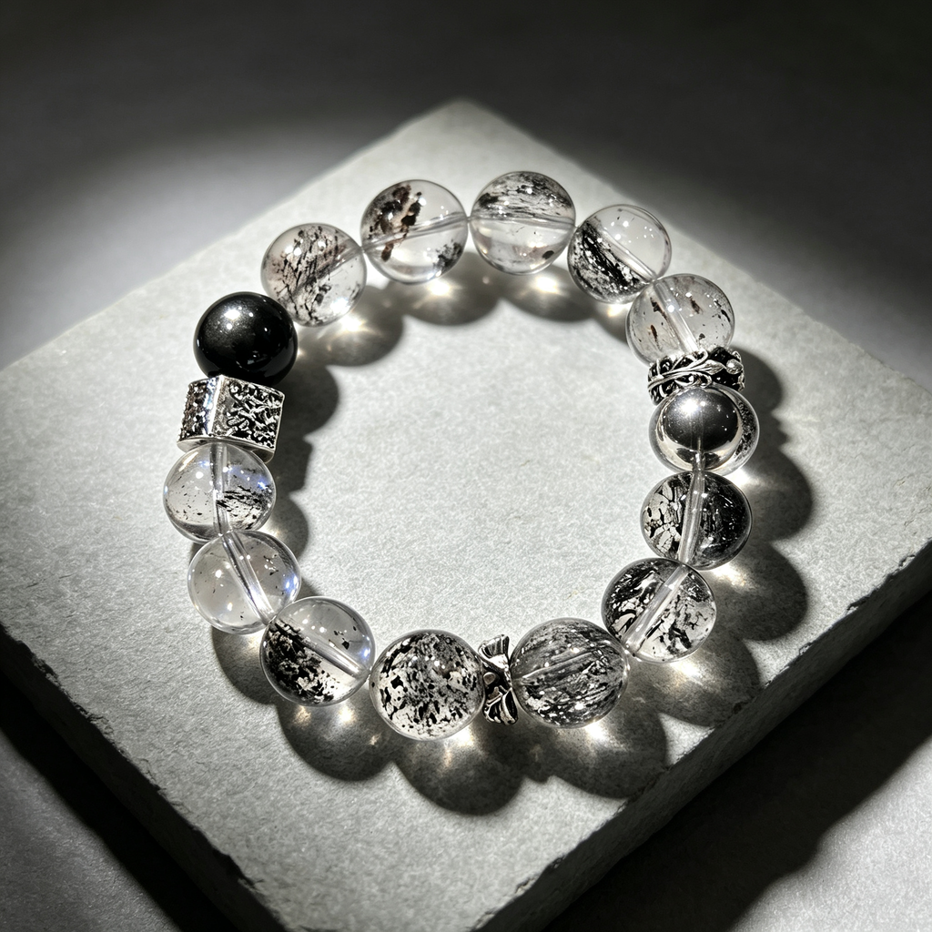 Venom Super Seven Quartz Silver Sheen Obsidian Bracelet Natural Crystal Protection Road Opener Success Beaded Bracelet
