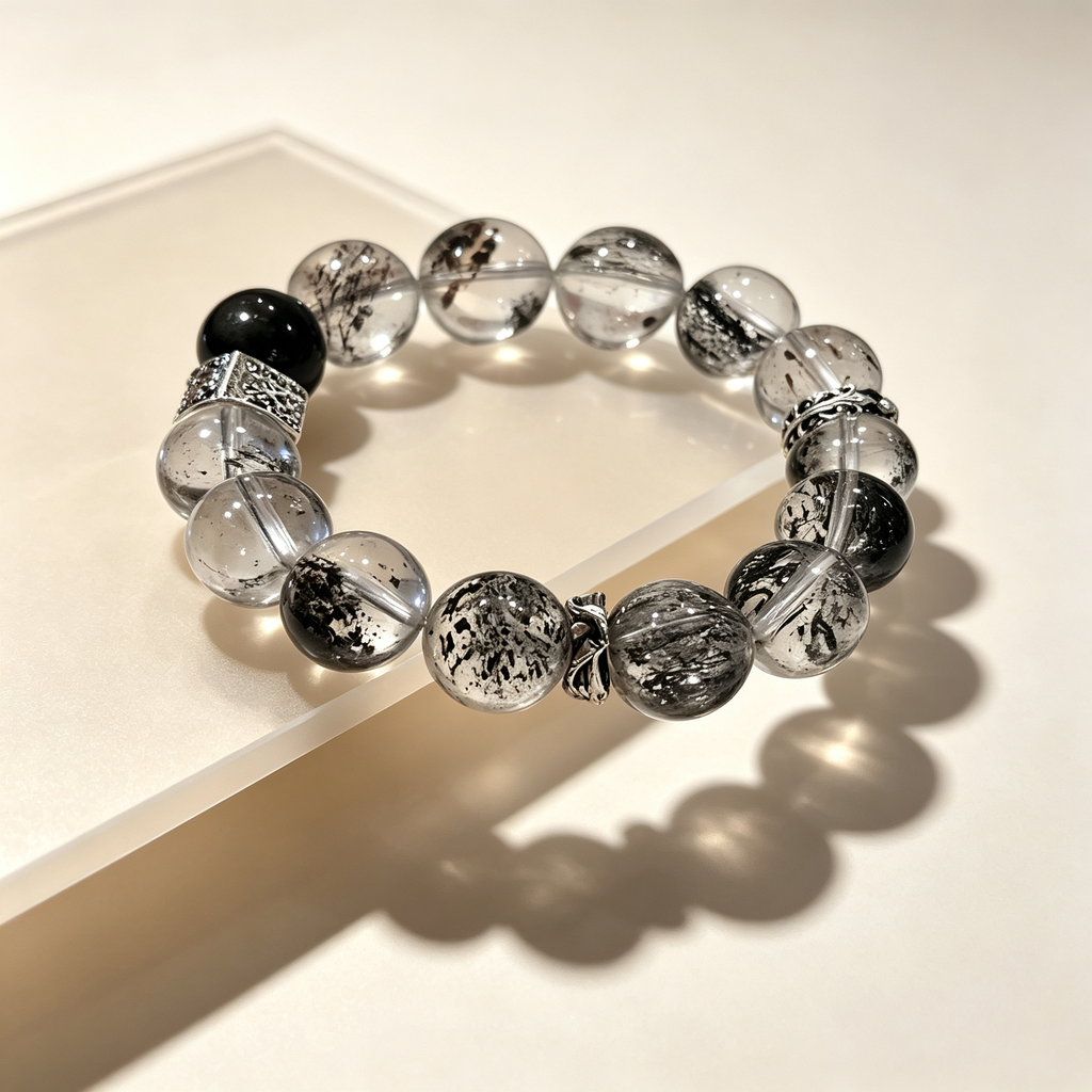 Venom Super Seven Quartz Silver Sheen Obsidian Bracelet Natural Crystal Protection Road Opener Success Beaded Bracelet