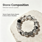 Venom Super Seven Quartz Silver Sheen Obsidian Bracelet Natural Crystal Protection Road Opener Success Beaded Bracelet