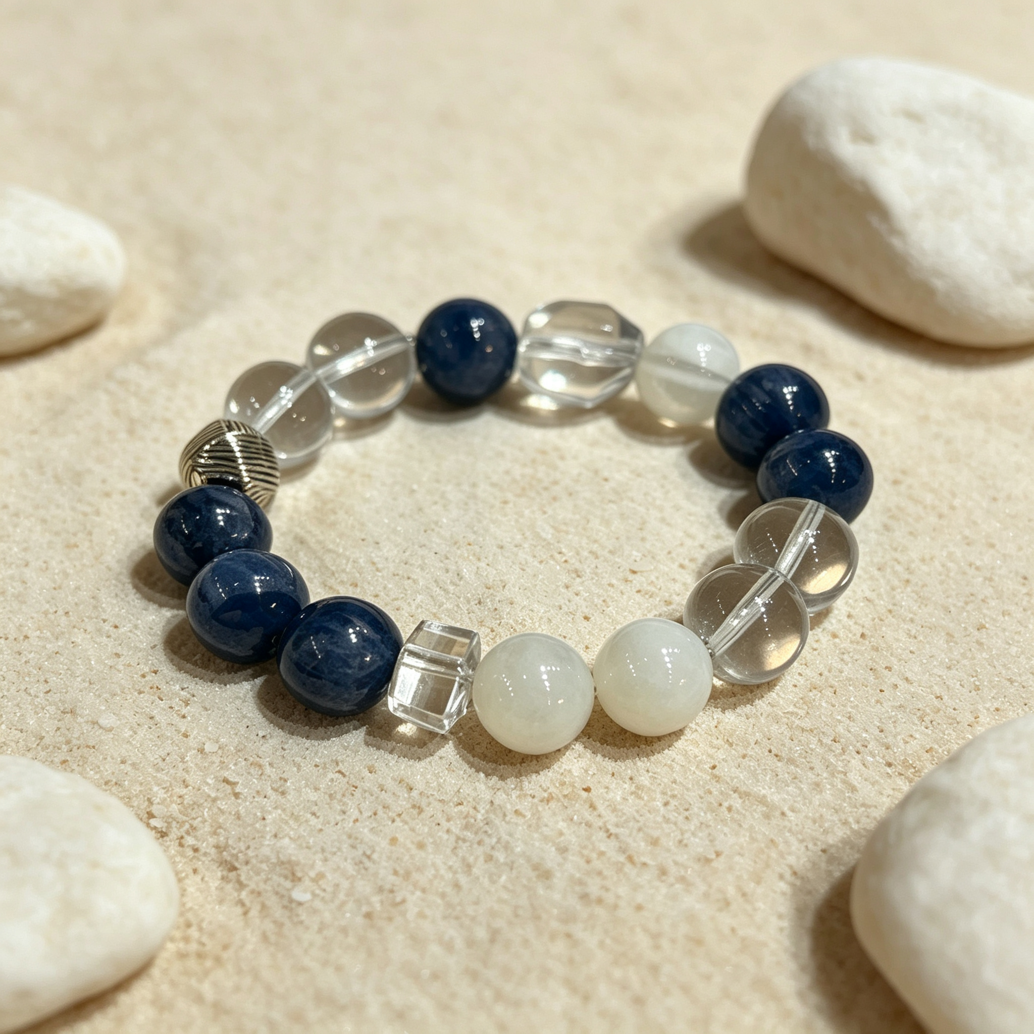Clear Quartz Kyanite Snow Phantom Quartz Bracelet Natural Crystal Calm Road Opener Success Beaded Bracelet