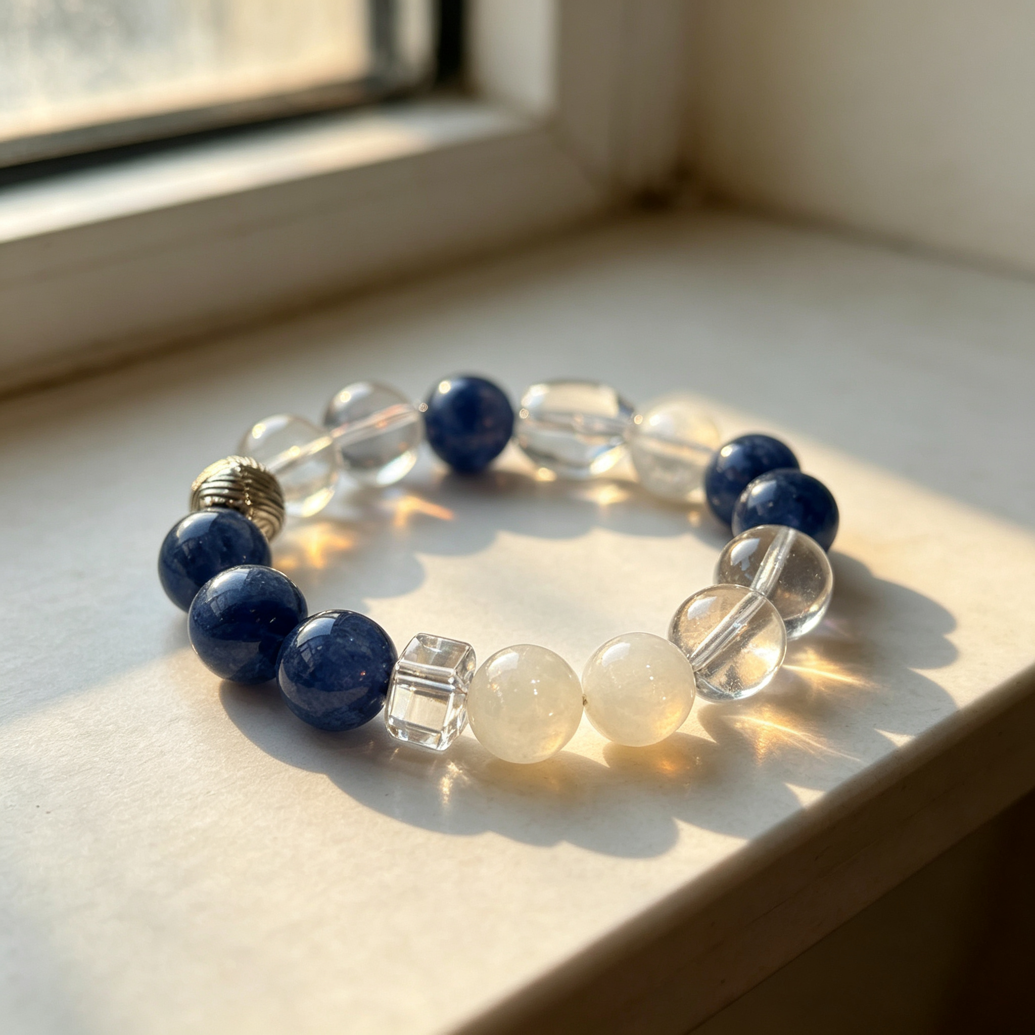 Clear Quartz Kyanite Snow Phantom Quartz Bracelet Natural Crystal Calm Road Opener Success Beaded Bracelet