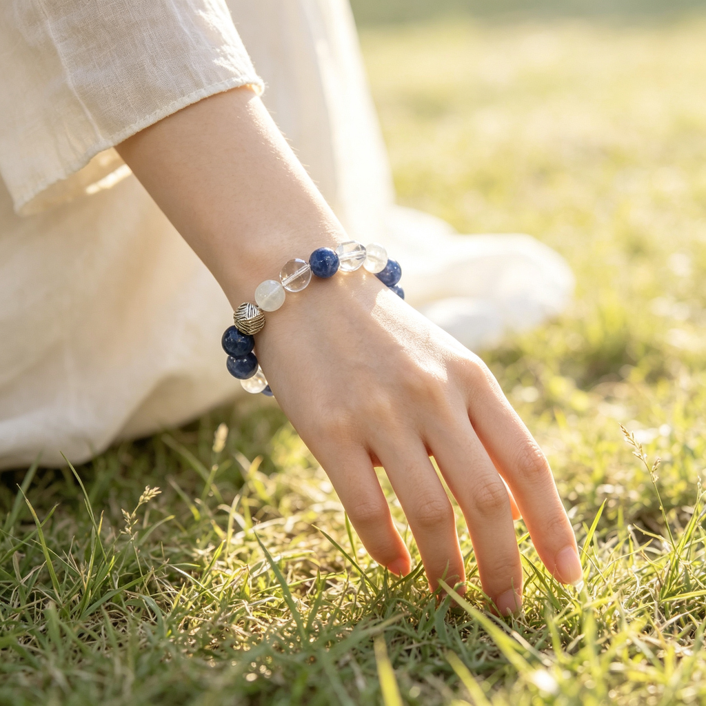 Clear Quartz Kyanite Snow Phantom Quartz Bracelet Natural Crystal Calm Road Opener Success Beaded Bracelet