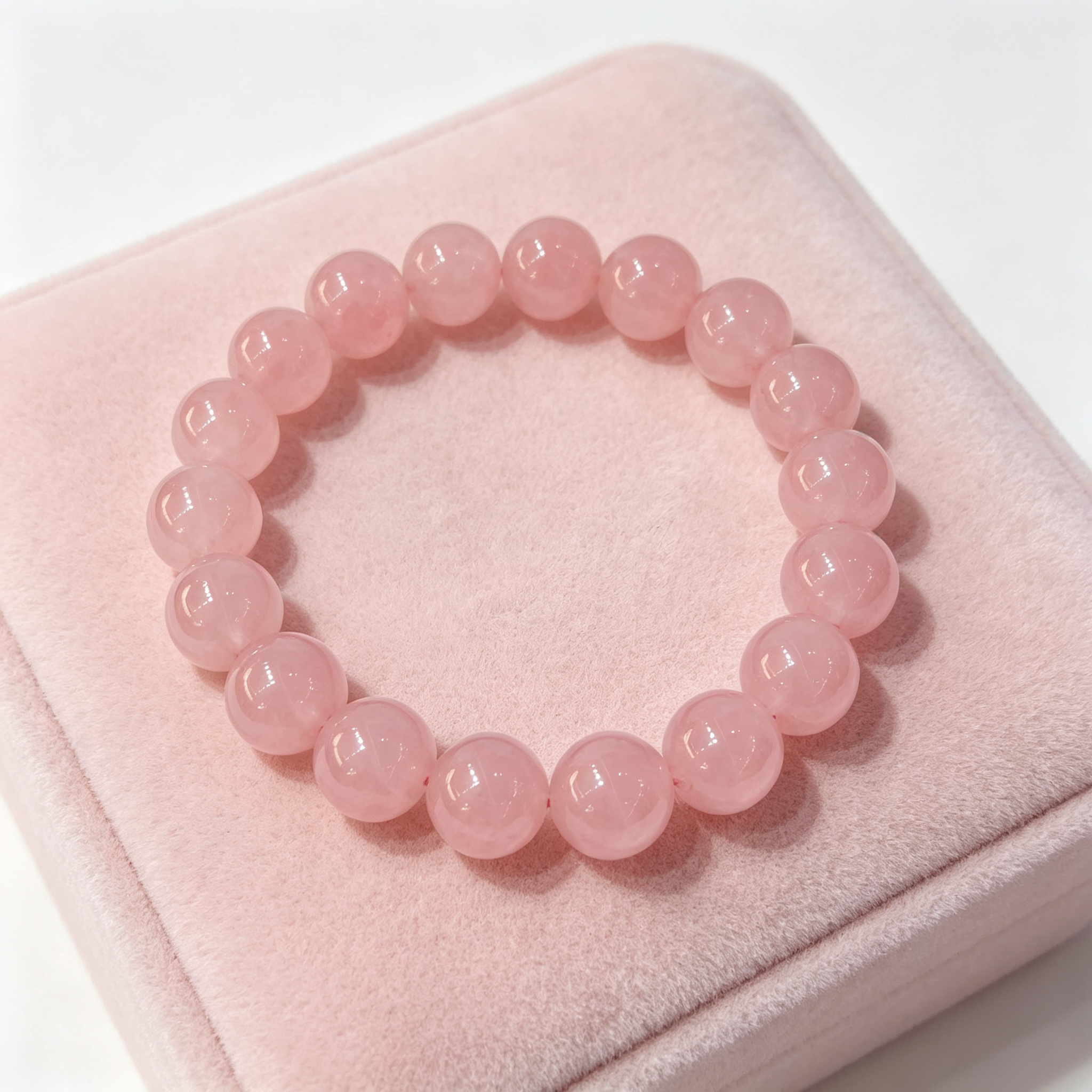 Rose Quartz Bracelet, Natural Rose Quartz Crystal Beaded Bracelet for Love Relationships Calm Luck Protection, Crystal Jewelry Gift