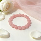 Rose Quartz Bracelet, Natural Rose Quartz Crystal Beaded Bracelet for Love Relationships Calm Luck Protection, Crystal Jewelry Gift