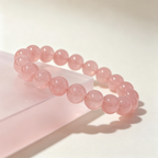 Rose Quartz Bracelet, Natural Rose Quartz Crystal Beaded Bracelet for Love Relationships Calm Luck Protection, Crystal Jewelry Gift