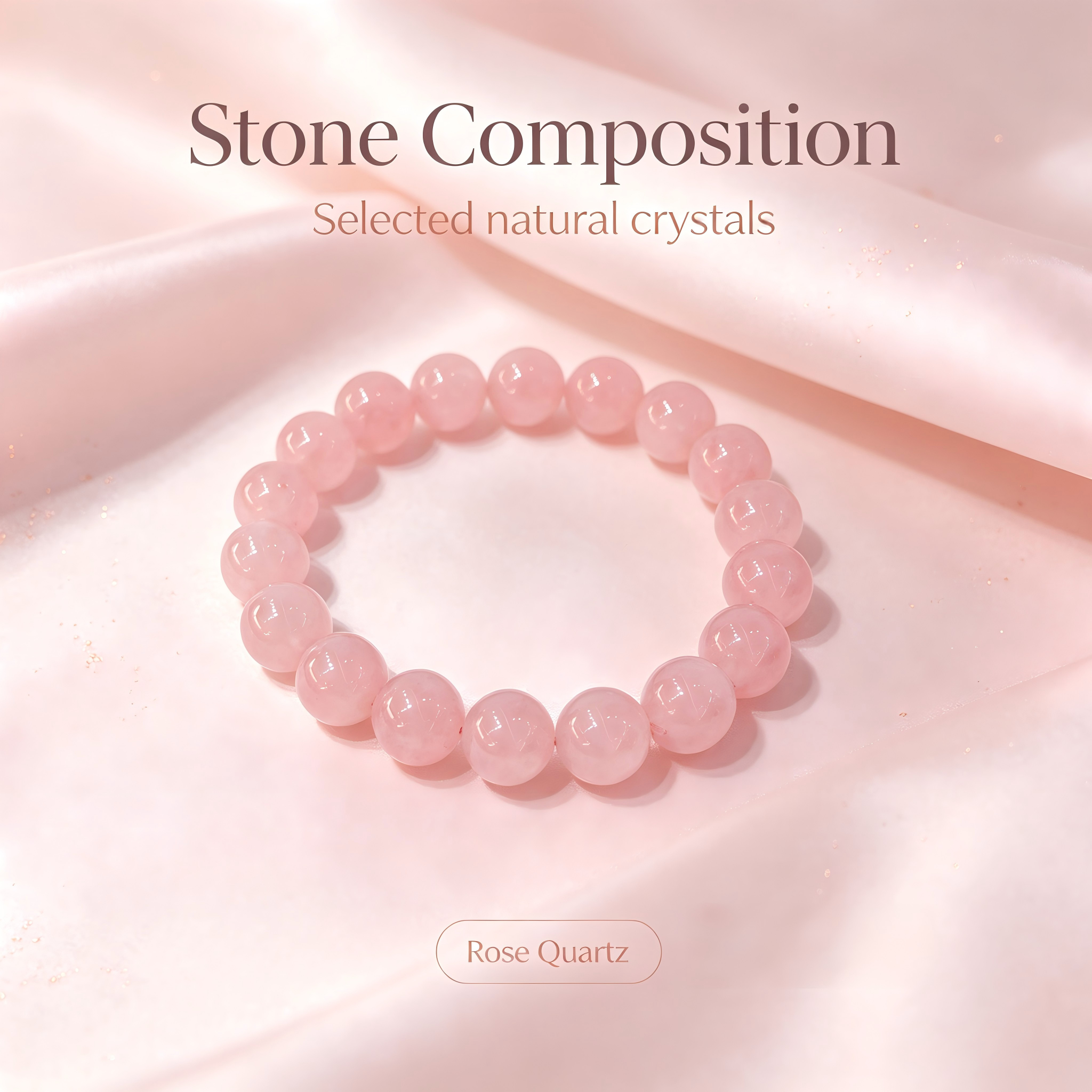 Rose Quartz Bracelet, Natural Rose Quartz Crystal Beaded Bracelet for Love Relationships Calm Luck Protection, Crystal Jewelry Gift