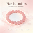 Rose Quartz Bracelet, Natural Rose Quartz Crystal Beaded Bracelet for Love Relationships Calm Luck Protection, Crystal Jewelry Gift