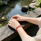 Strawberry Quartz Bracelet, Natural Strawberry Quartz Crystal Beaded Bracelet for Love Relationships Calm Luck Protection, Crystal Jewelry Gift