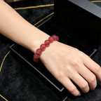 Strawberry Quartz Bracelet, Natural Strawberry Quartz Crystal Beaded Bracelet for Love Relationships Calm Luck Protection, Crystal Jewelry Gift