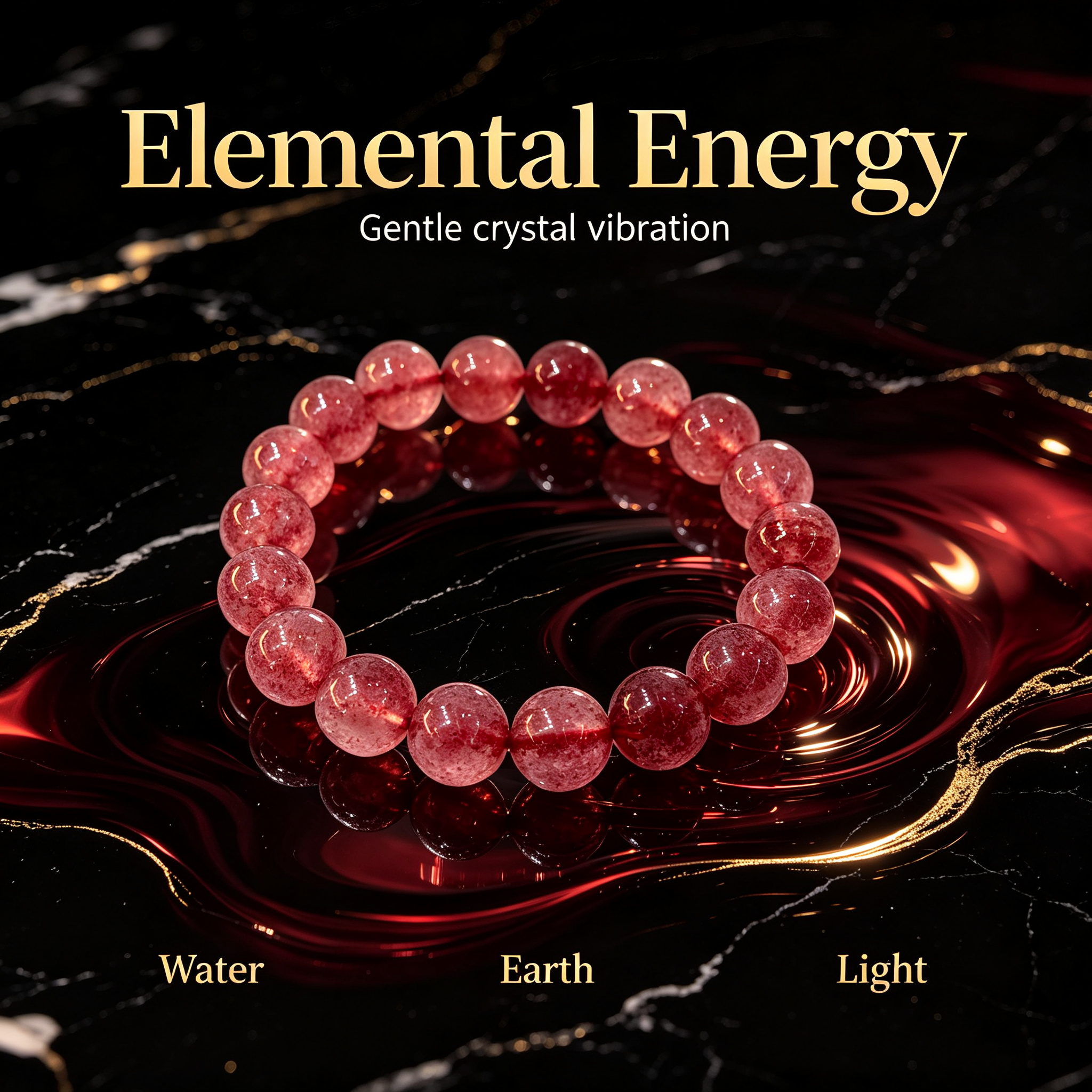 Strawberry Quartz Bracelet, Natural Strawberry Quartz Crystal Beaded Bracelet for Love Relationships Calm Luck Protection, Crystal Jewelry Gift