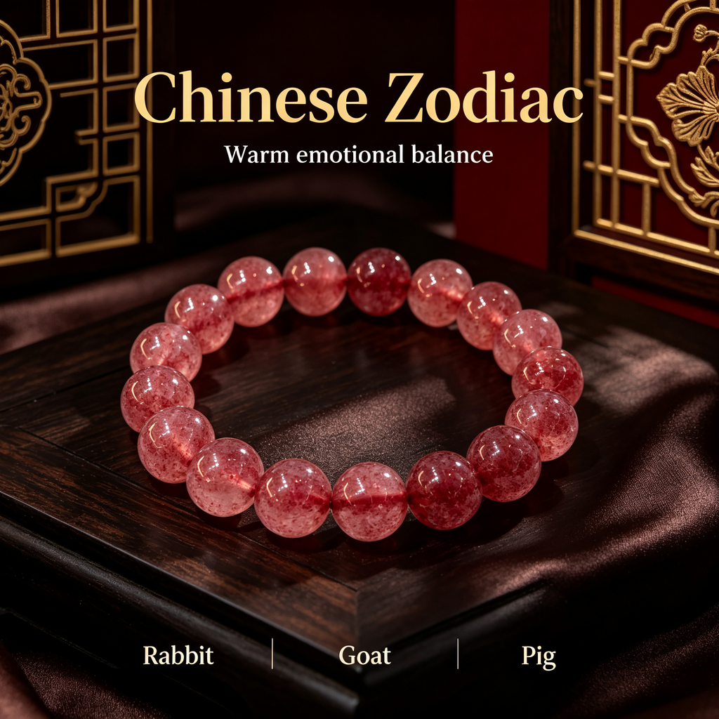 Strawberry Quartz Bracelet, Natural Strawberry Quartz Crystal Beaded Bracelet for Love Relationships Calm Luck Protection, Crystal Jewelry Gift