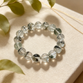 Green Phantom Quartz Bracelet, Natural Green Phantom Quartz Crystal Beaded Bracelet for Wealth Success Luck Calm Protection, Unisex Crystal Jewelry Gift