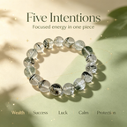 Green Phantom Quartz Bracelet, Natural Green Phantom Quartz Crystal Beaded Bracelet for Wealth Success Luck Calm Protection, Unisex Crystal Jewelry Gift