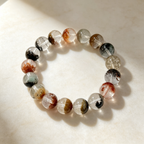 Multicolor Phantom Quartz Bracelet, Natural Multicolor Phantom Quartz Crystal Beaded Bracelet for Wealth Success Luck Calm Protection, Unisex Crystal Jewelry Gift