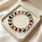 Multicolor Phantom Quartz Bracelet, Natural Multicolor Phantom Quartz Crystal Beaded Bracelet for Wealth Success Luck Calm Protection, Unisex Crystal Jewelry Gift