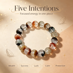 Multicolor Phantom Quartz Bracelet, Natural Multicolor Phantom Quartz Crystal Beaded Bracelet for Wealth Success Luck Calm Protection, Unisex Crystal Jewelry Gift