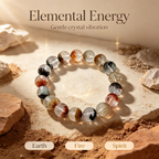 Multicolor Phantom Quartz Bracelet, Natural Multicolor Phantom Quartz Crystal Beaded Bracelet for Wealth Success Luck Calm Protection, Unisex Crystal Jewelry Gift