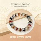 Multicolor Phantom Quartz Bracelet, Natural Multicolor Phantom Quartz Crystal Beaded Bracelet for Wealth Success Luck Calm Protection, Unisex Crystal Jewelry Gift