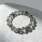 Black Rutilated Quartz Bracelet, Natural Black Rutilated Quartz Crystal Beaded Bracelet for Protection Success Calm Luck Wealth, Unisex Crystal Jewelry Gift