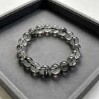 Black Rutilated Quartz Bracelet, Natural Black Rutilated Quartz Crystal Beaded Bracelet for Protection Success Calm Luck Wealth, Unisex Crystal Jewelry Gift