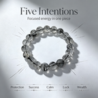 Black Rutilated Quartz Bracelet, Natural Black Rutilated Quartz Crystal Beaded Bracelet for Protection Success Calm Luck Wealth, Unisex Crystal Jewelry Gift