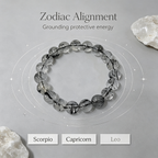 Black Rutilated Quartz Bracelet, Natural Black Rutilated Quartz Crystal Beaded Bracelet for Protection Success Calm Luck Wealth, Unisex Crystal Jewelry Gift