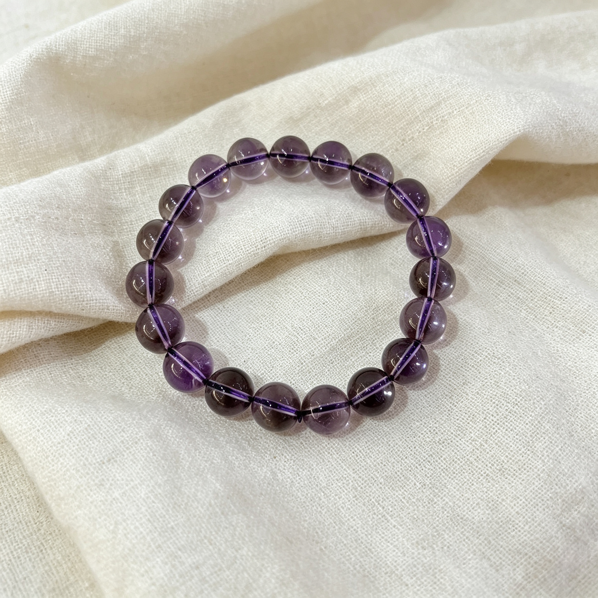Natural Brazilian Amethyst Crystal Beaded Bracelet for Calm Success Luck Protection Wealth, Unisex Crystal Jewelry Gift