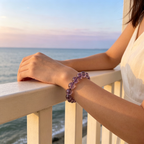 Natural Brazilian Amethyst Crystal Beaded Bracelet for Calm Success Luck Protection Wealth, Unisex Crystal Jewelry Gift
