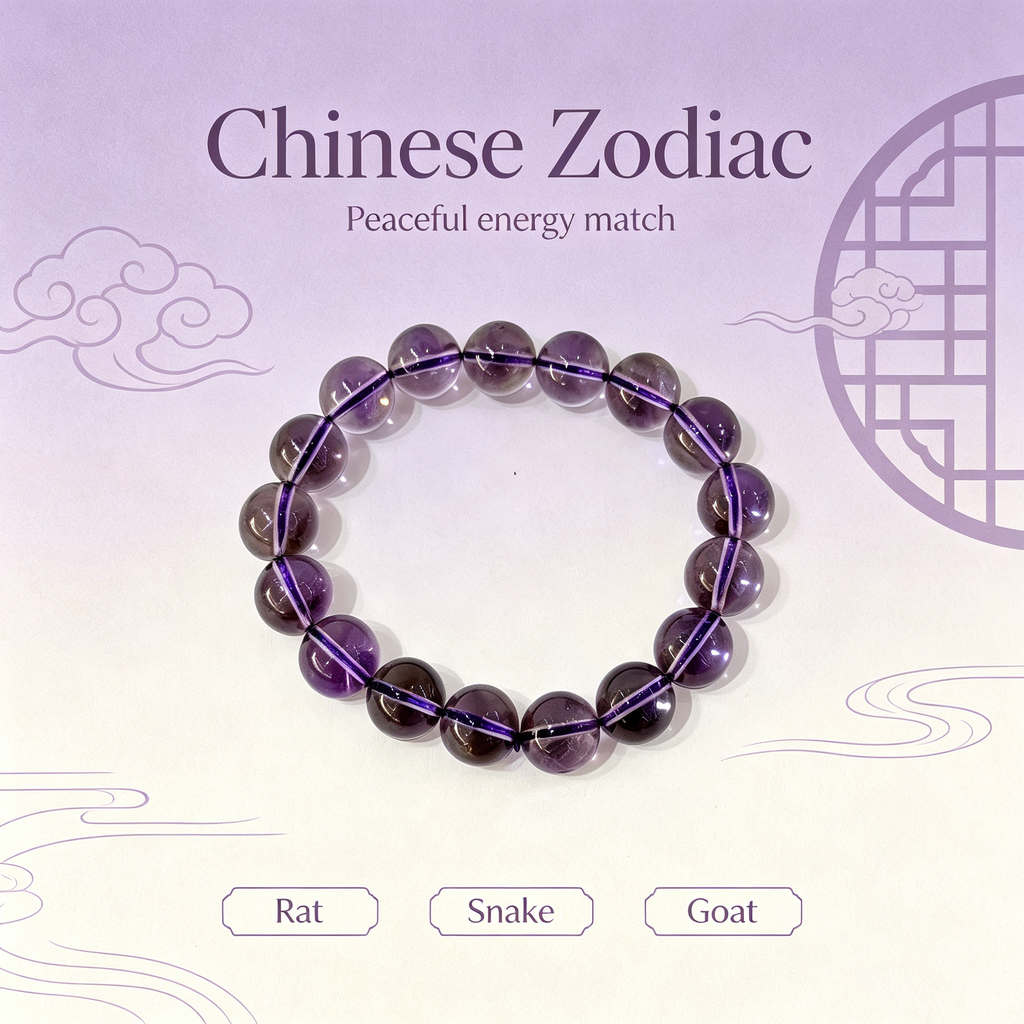 Natural Brazilian Amethyst Crystal Beaded Bracelet for Calm Success Luck Protection Wealth, Unisex Crystal Jewelry Gift