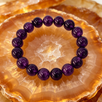 Natural Uruguayan Amethyst Crystal Beaded Bracelet for Calm Career Protection Luck Success