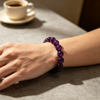 Natural Uruguayan Amethyst Crystal Beaded Bracelet for Calm Career Protection Luck Success