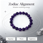 Natural Uruguayan Amethyst Crystal Beaded Bracelet for Calm Career Protection Luck Success
