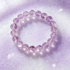 Natural Light Lavender Bolivian Amethyst Beaded Bracelet for Calm Protection Luck Career Health