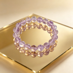 Natural Light Lavender Bolivian Amethyst Beaded Bracelet for Calm Protection Luck Career Health