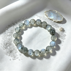 Natural Grey Moonstone Beaded Bracelet for Calm Protection Luck Road Opener Health