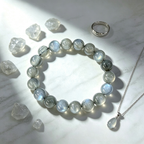 Natural Grey Moonstone Beaded Bracelet for Calm Protection Luck Road Opener Health