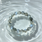 Natural Grey Moonstone Beaded Bracelet for Calm Protection Luck Road Opener Health