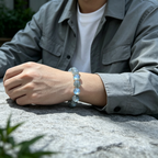 Natural Grey Moonstone Beaded Bracelet for Calm Protection Luck Road Opener Health