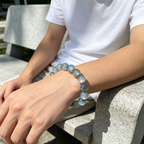 Natural Grey Moonstone Beaded Bracelet for Calm Protection Luck Road Opener Health